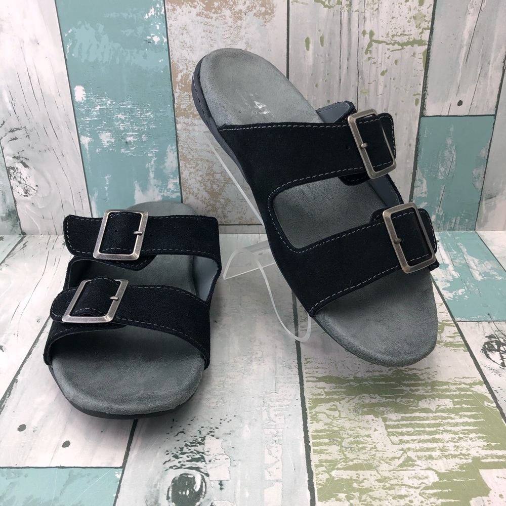 J-41 Pingree Black Suede Leather Sandals Size 7